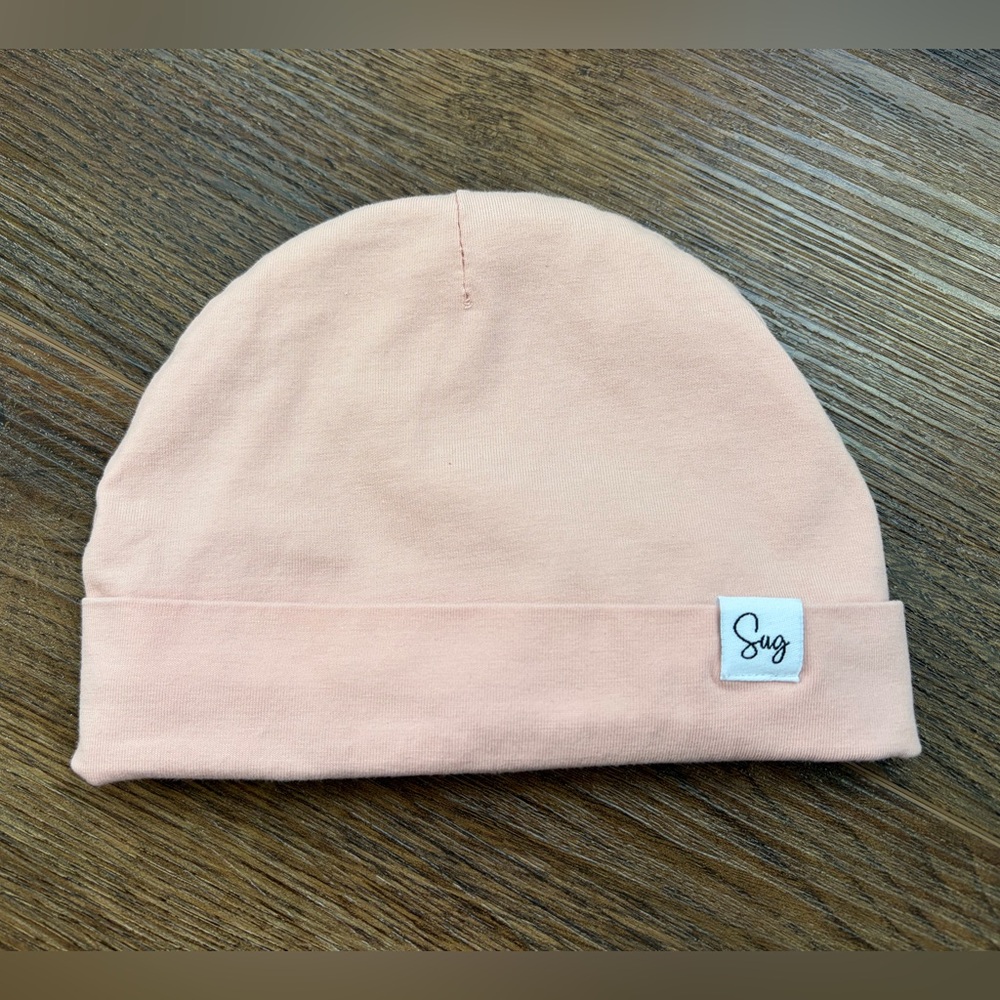 satin lined pink baby beanie